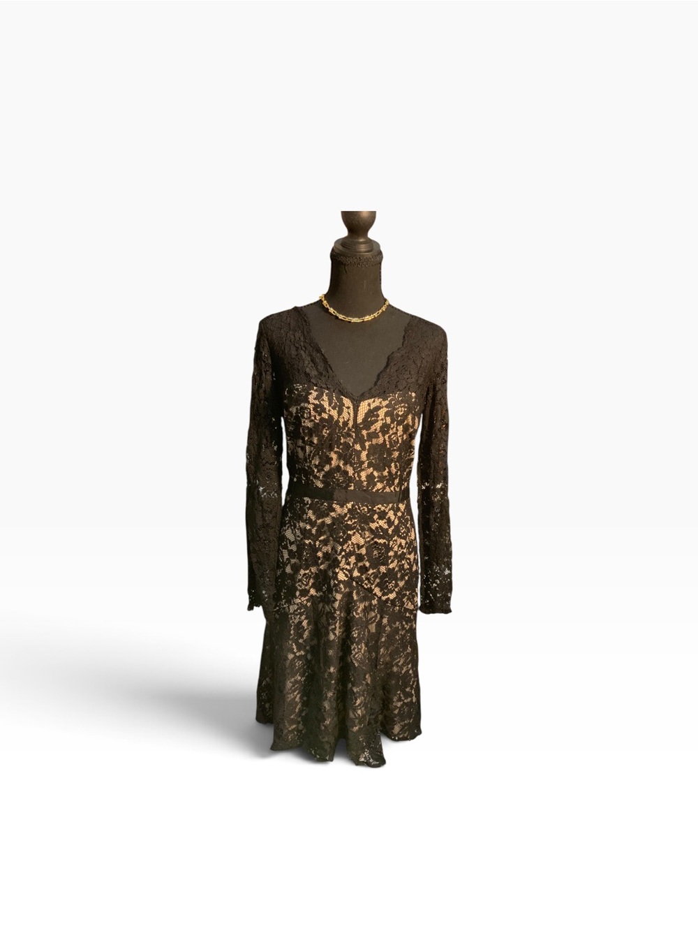 Maggy London Black Lace Long-Sleeve Fit-and-Flare Dress - Size 8 - NWT
